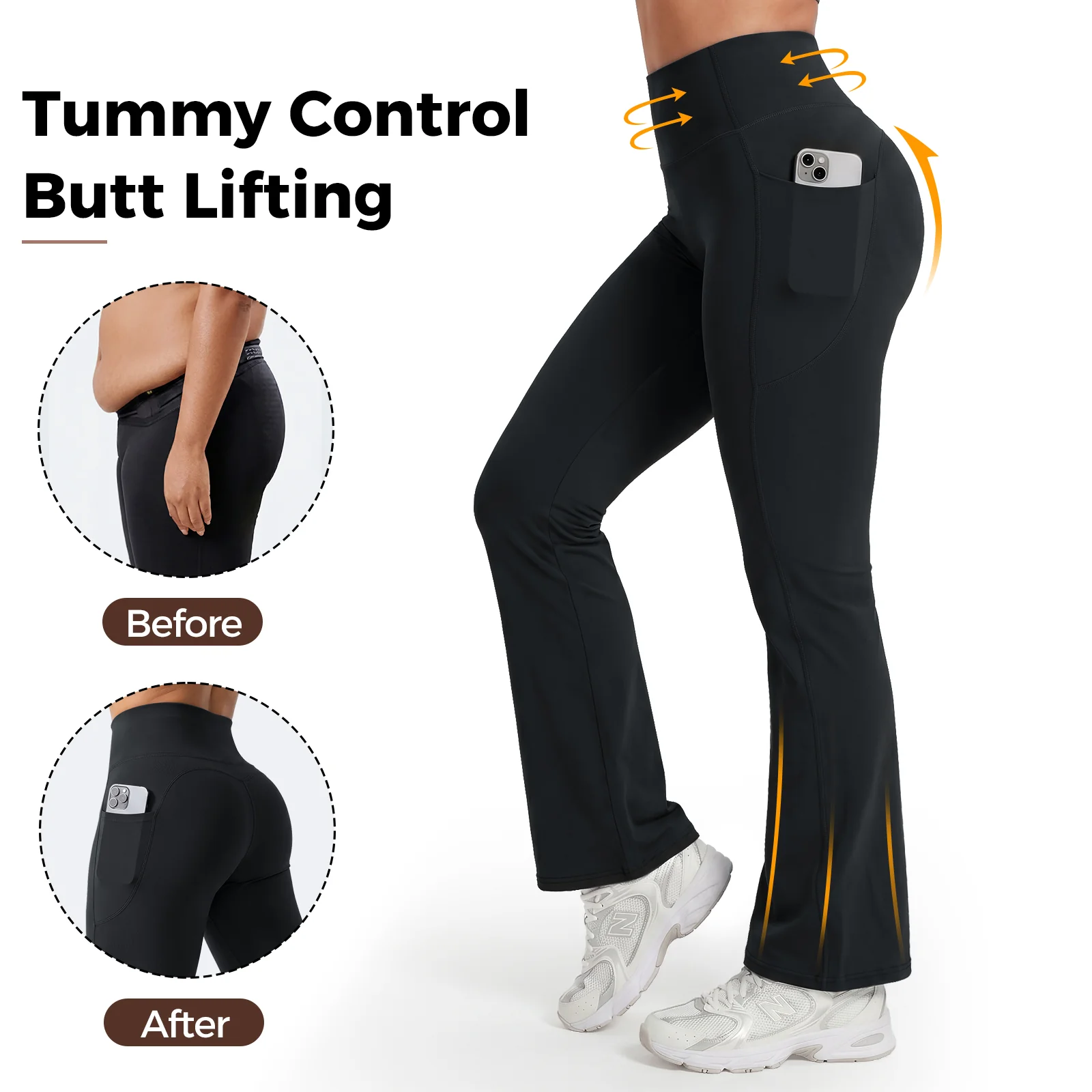 High-Waisted Tummy Control Pocket Flare Leggings - Image 3