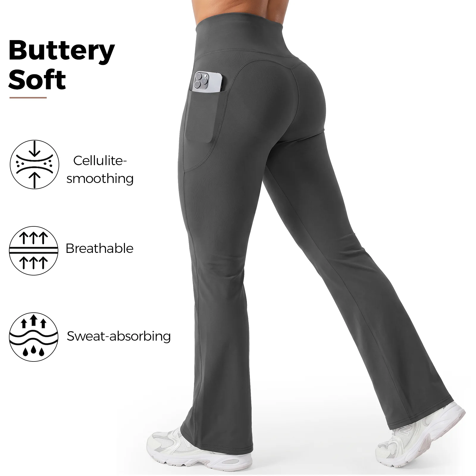 High-Waisted Tummy Control Pocket Flare Leggings - Image 7