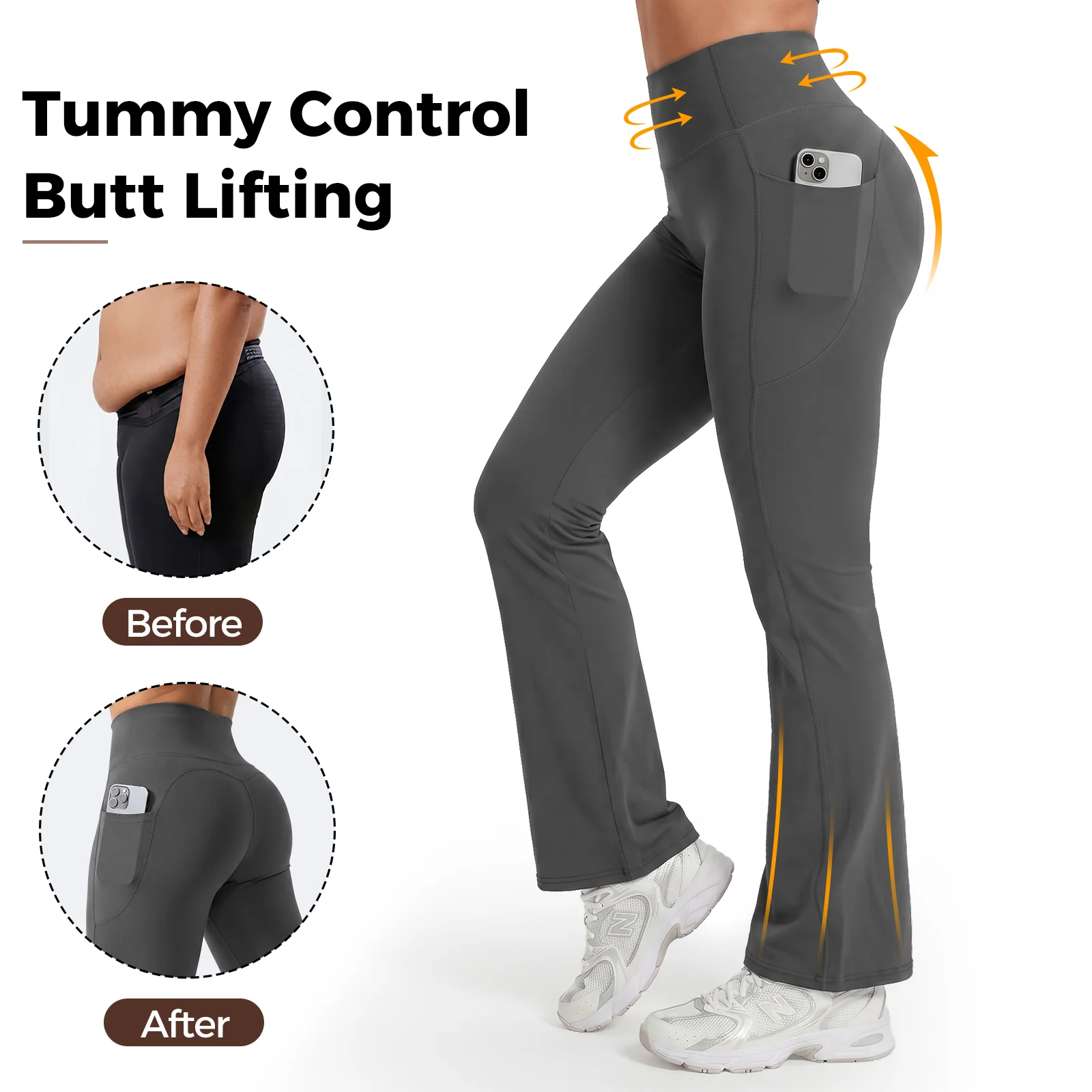 High-Waisted Tummy Control Pocket Flare Leggings - Image 8